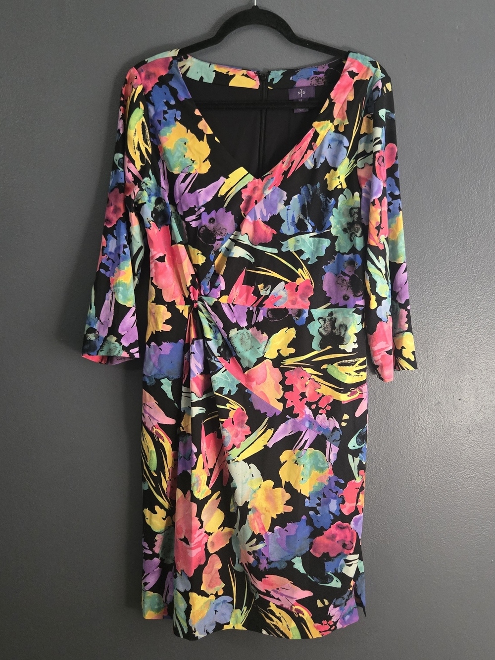 NYJD Multicolor Floral Watercolor Modern Maximalism Sheath Dress 14